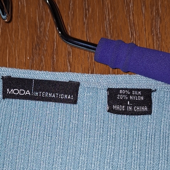 Women's Blue Ribbed Sweater - Picture 3 of 3